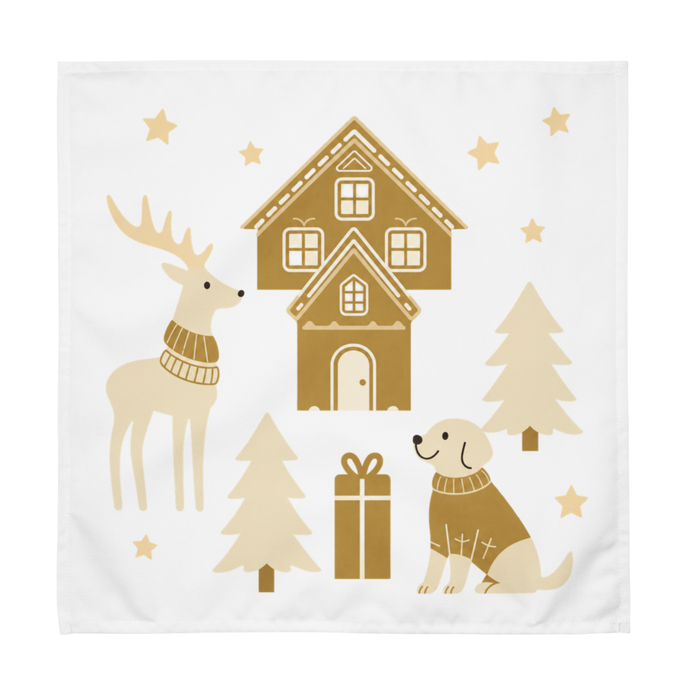 A very Canine Christmas | Cloth Napkin Set of 4 White and Gold
