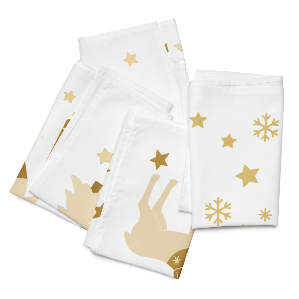 A very Canine Christmas | Cloth Napkin Set of 4 White and Gold
