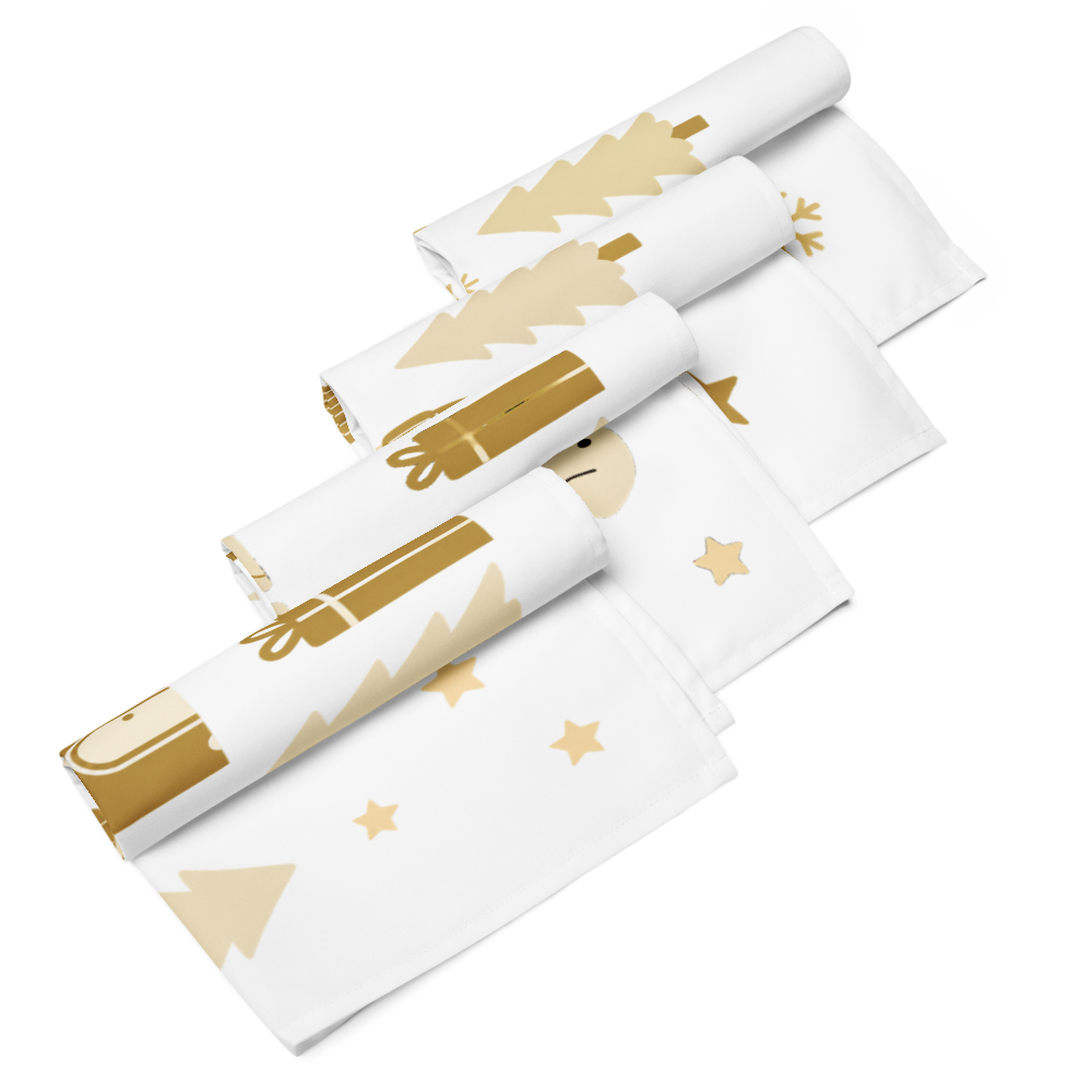 A very Canine Christmas | Cloth Napkin Set of 4 White and Gold
