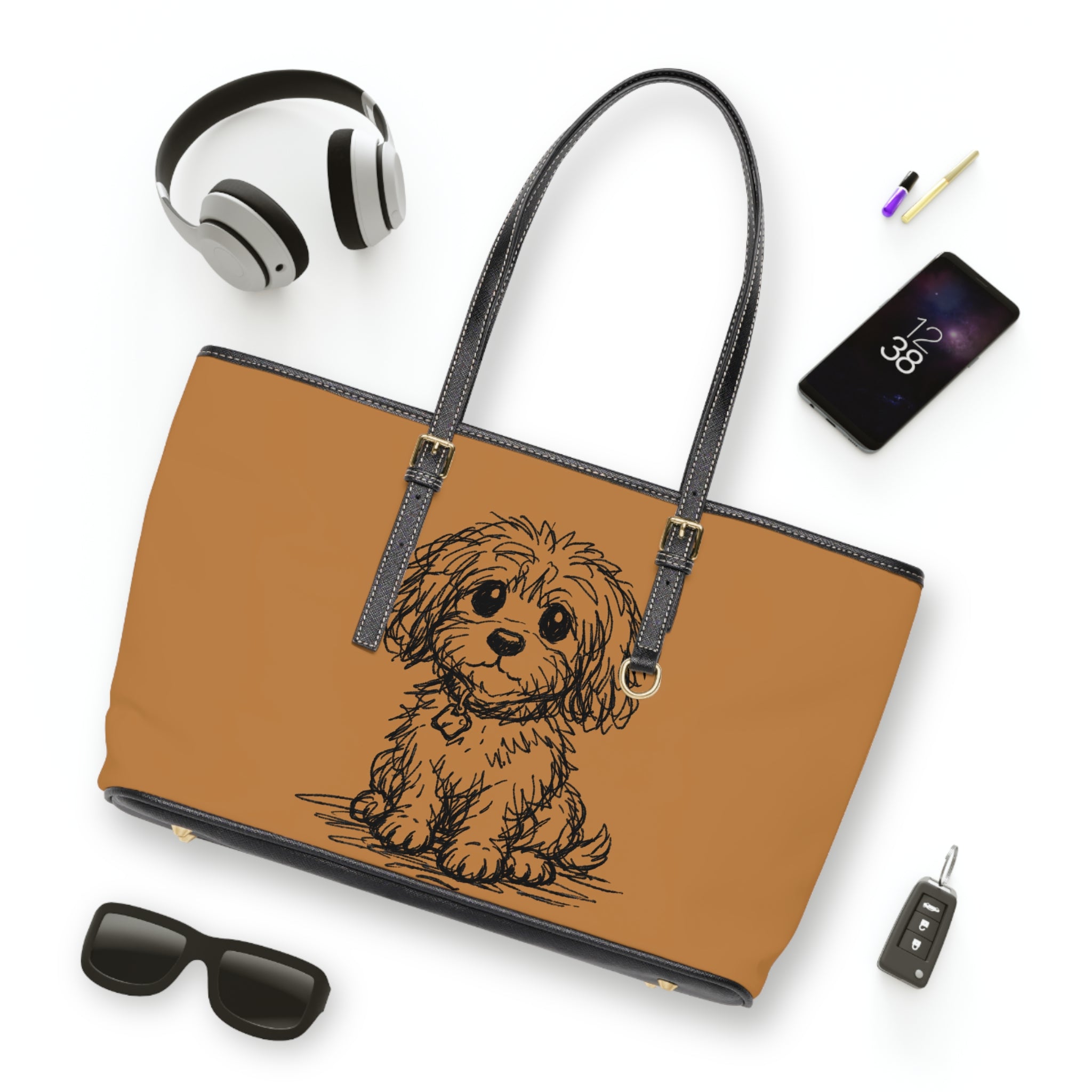 PU Leather Tote – Pup illustration | Uncommon Canine Couture Co.