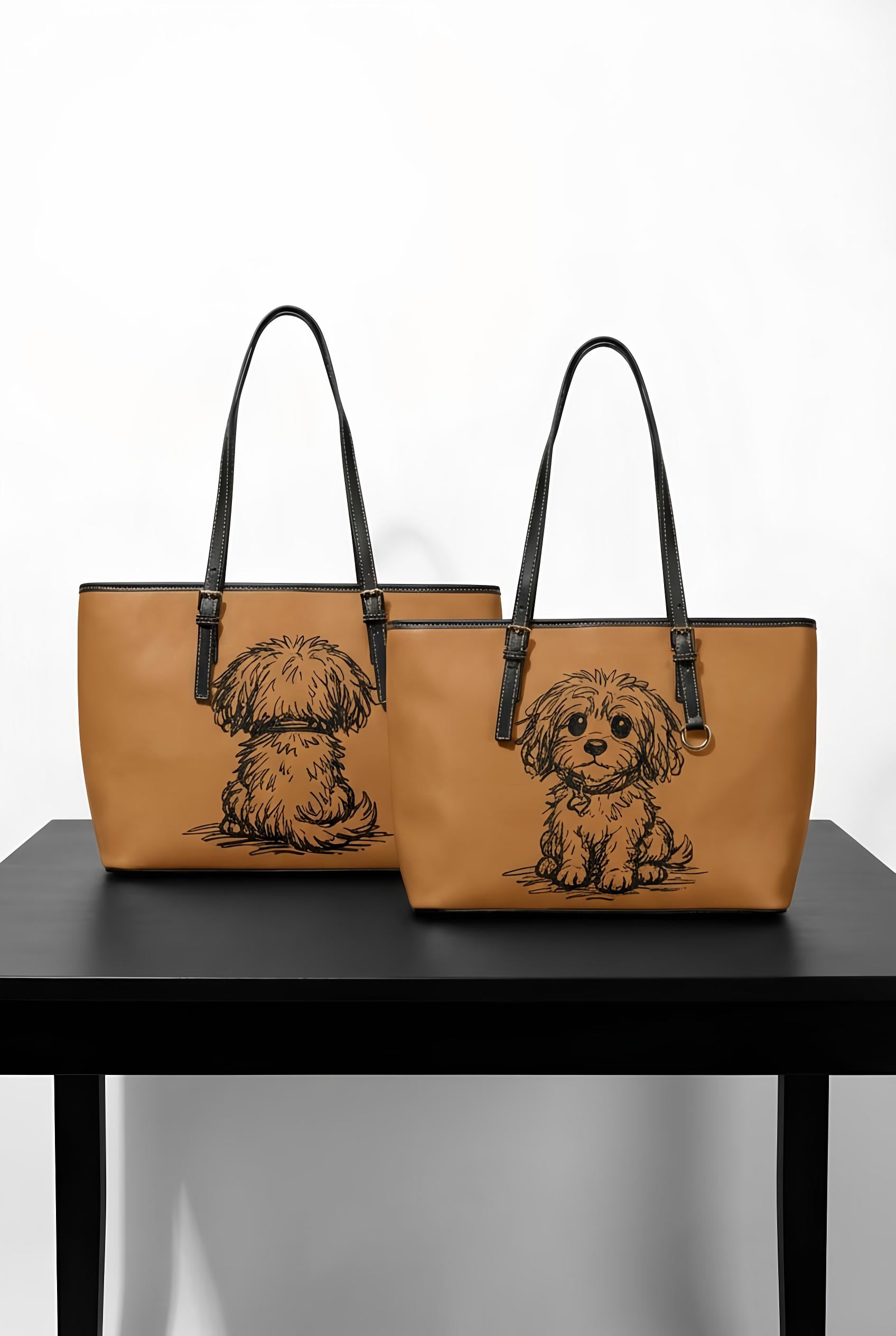 PU Leather Tote – Pup illustration | Uncommon Canine Couture Co.