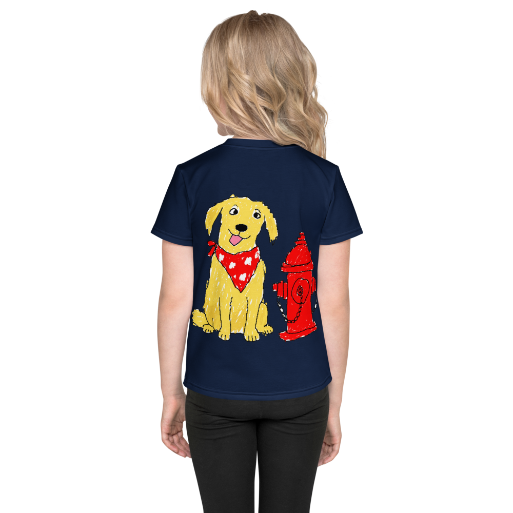 Kids Fire Hydrant Dog Lover T-Shirt – Deep Navy, 2T - 7