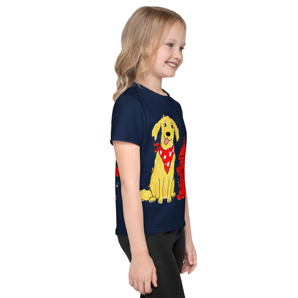 Kids Fire Hydrant Dog Lover T-Shirt – Deep Navy, 2T - 7