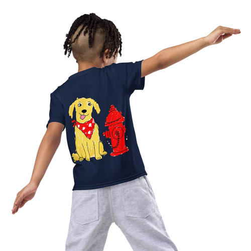 Kids Fire Hydrant Dog Lover T-Shirt – Deep Navy, 2T - 7