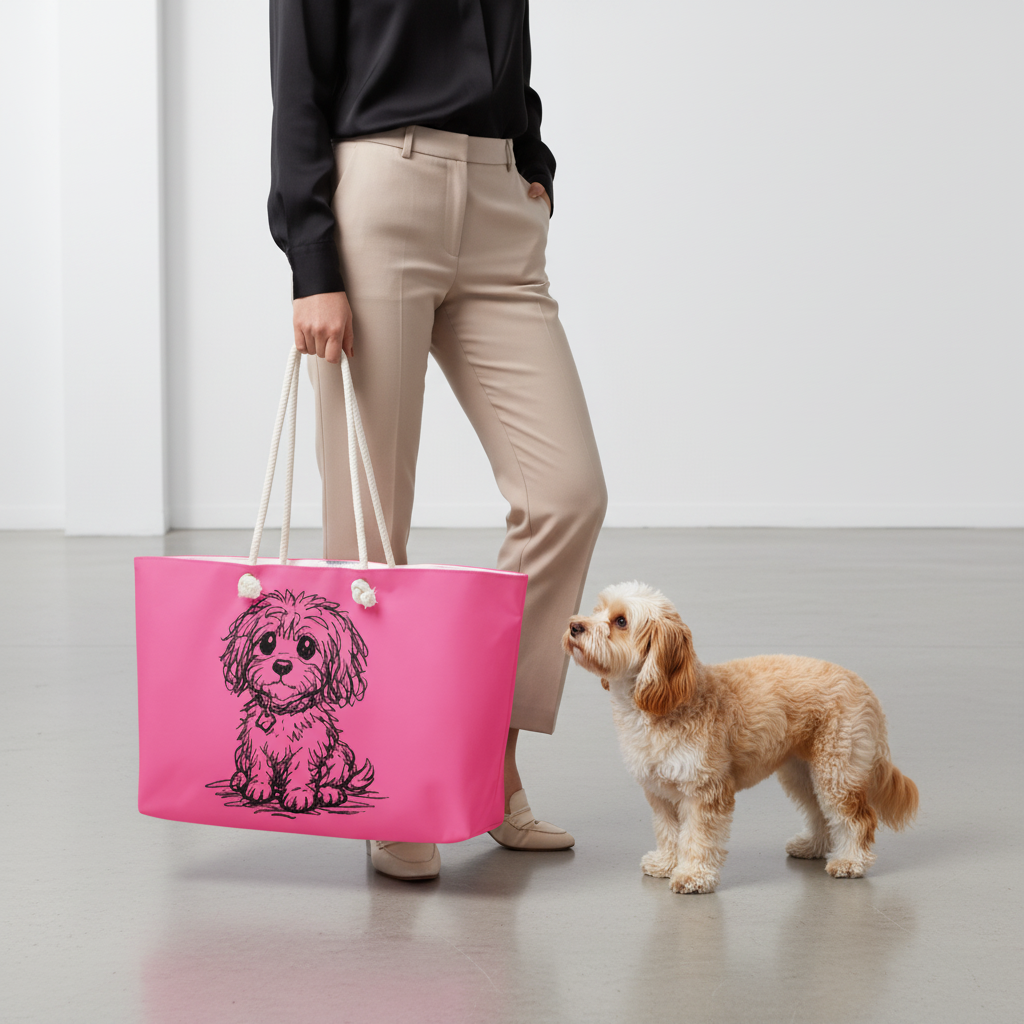 Uncommon Style Weekender Tote – Pretty in Pink Pup Illusion Design