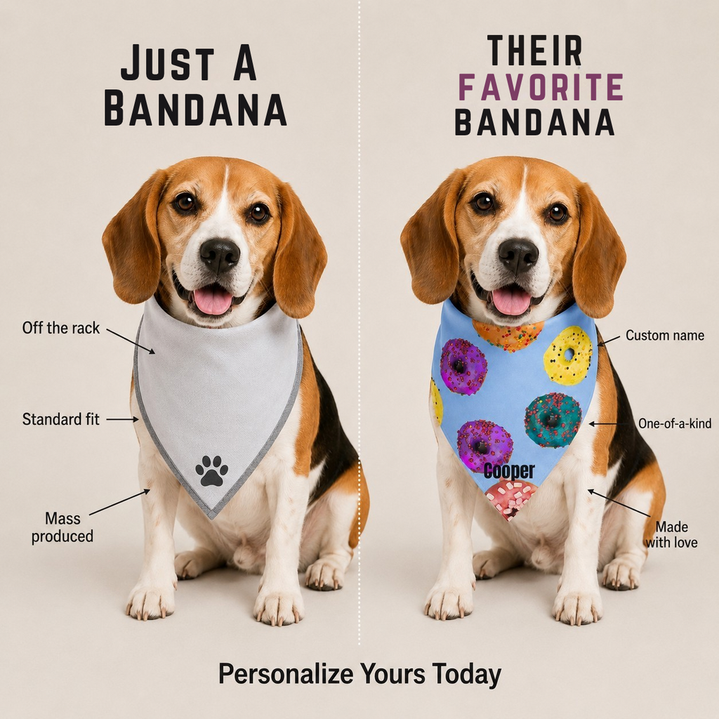 Personalized Donut Dog & Pup Parent Bandanas |Pink Bandana