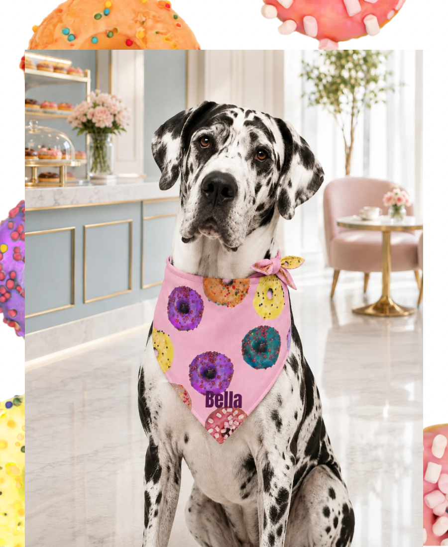 Personalized Donut Dog & Pup Parent Bandanas |Pink Bandana