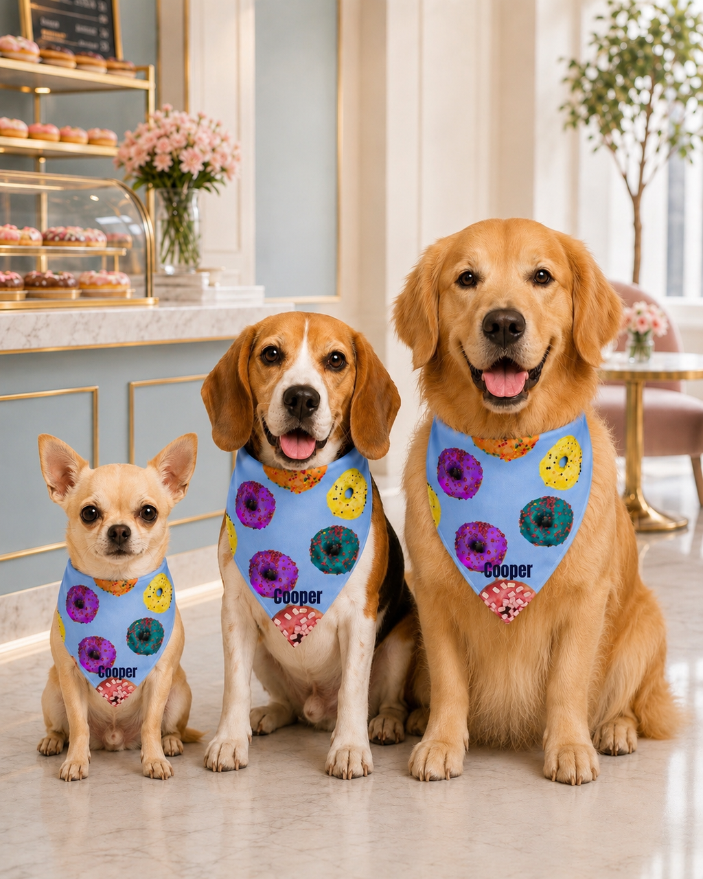 Personalized Donut Dog & Pup Parents Bandana | Baby Blue Bandana