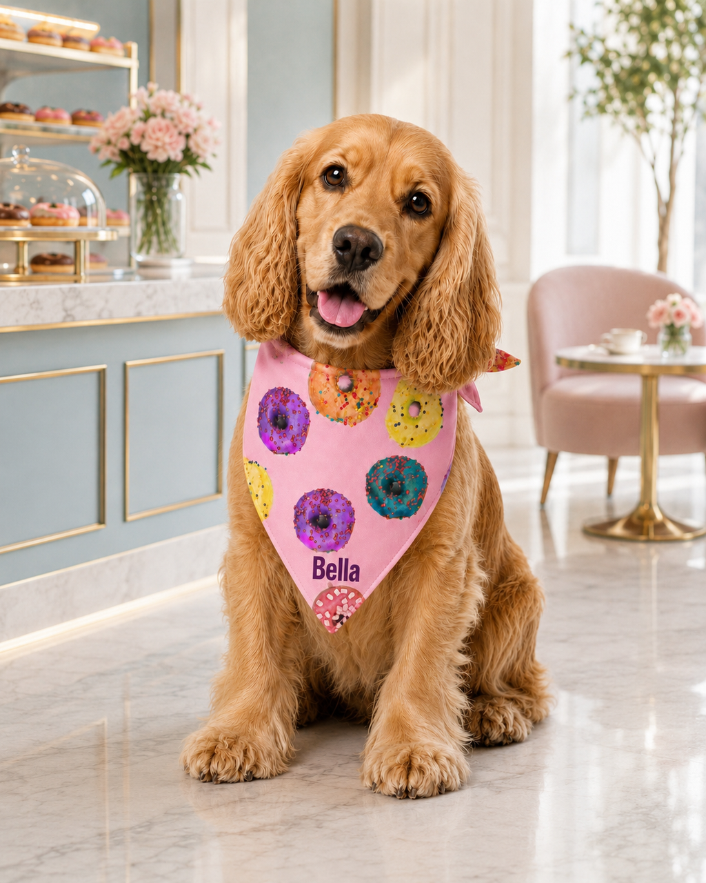 Personalized Donut Dog & Pup Parent Bandanas |Pink Bandana
