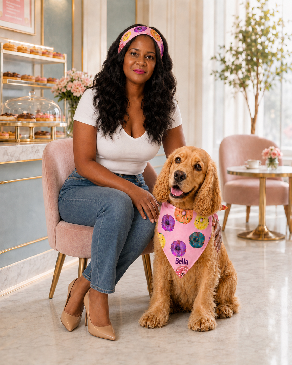 Personalized Donut Dog & Pup Parent Bandanas |Pink Bandana