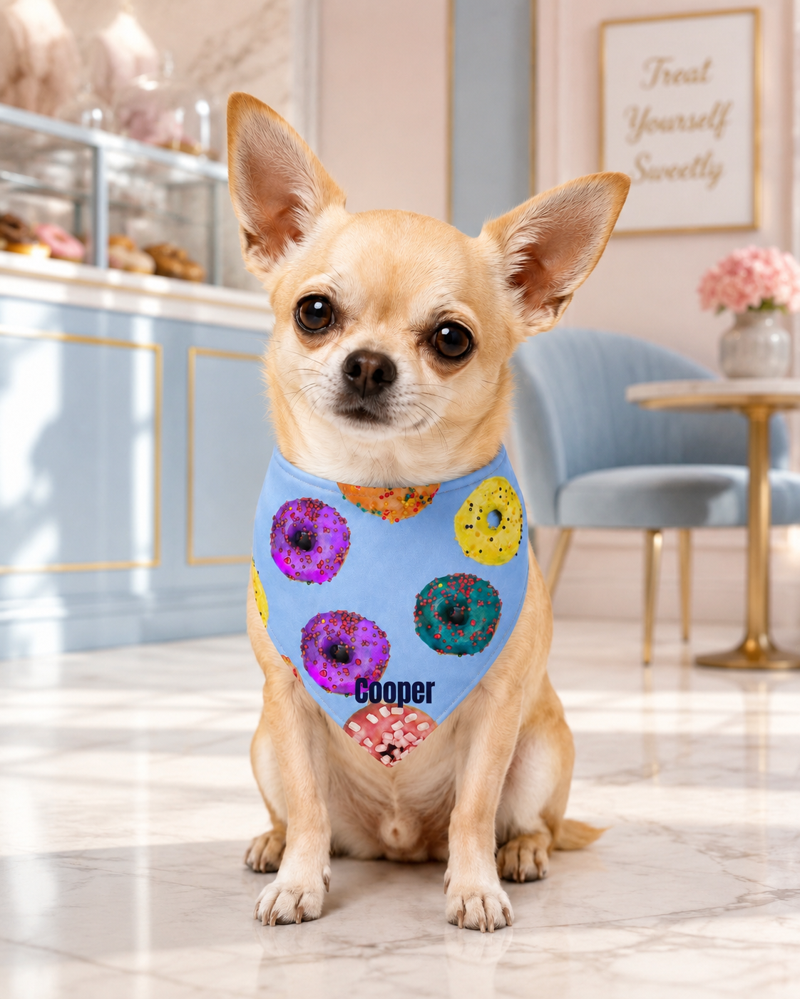 Personalized Donut Dog & Pup Parents Bandana | Baby Blue Bandana