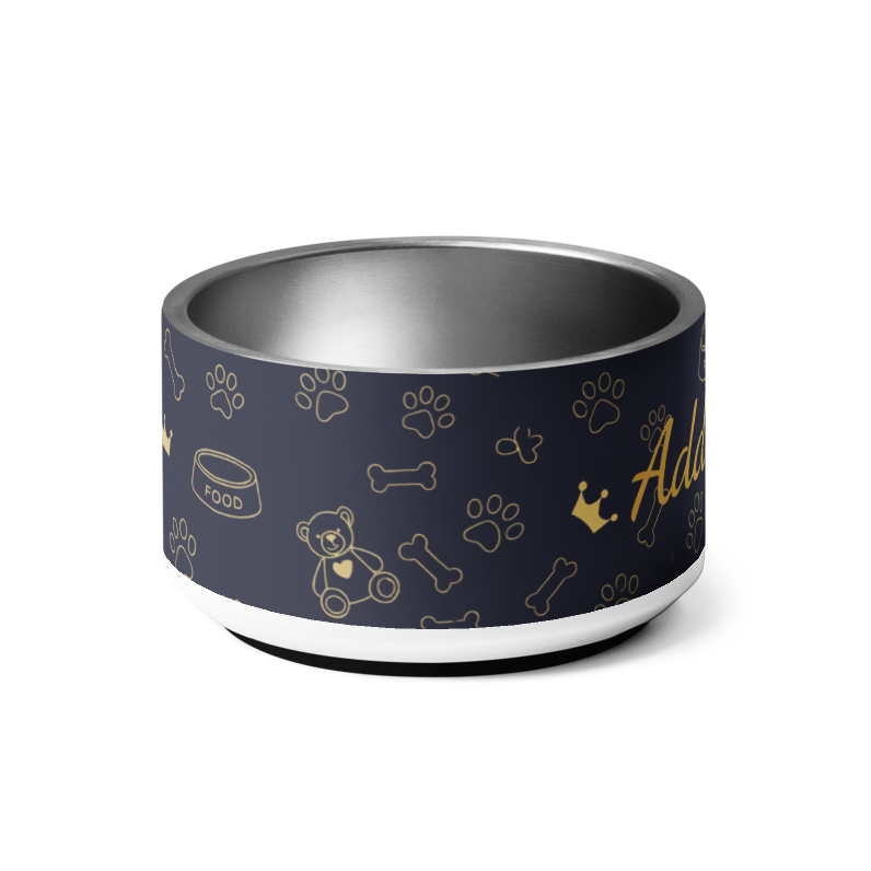 Dog bowl with paw print pattern and 'Aldi' branding on a white background