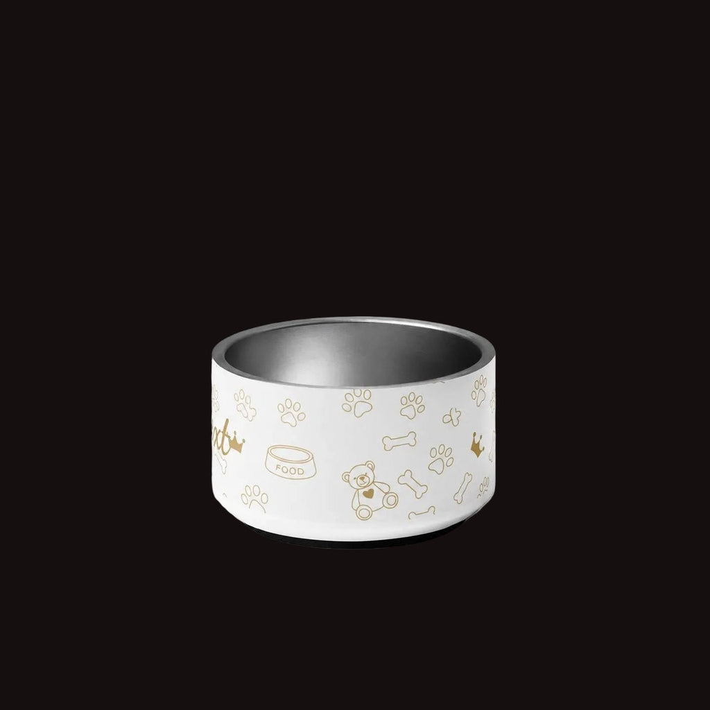 A ivory stainless steel personalized dog bowl crown, Teddy  bear, dog bone And other Stylish images. 