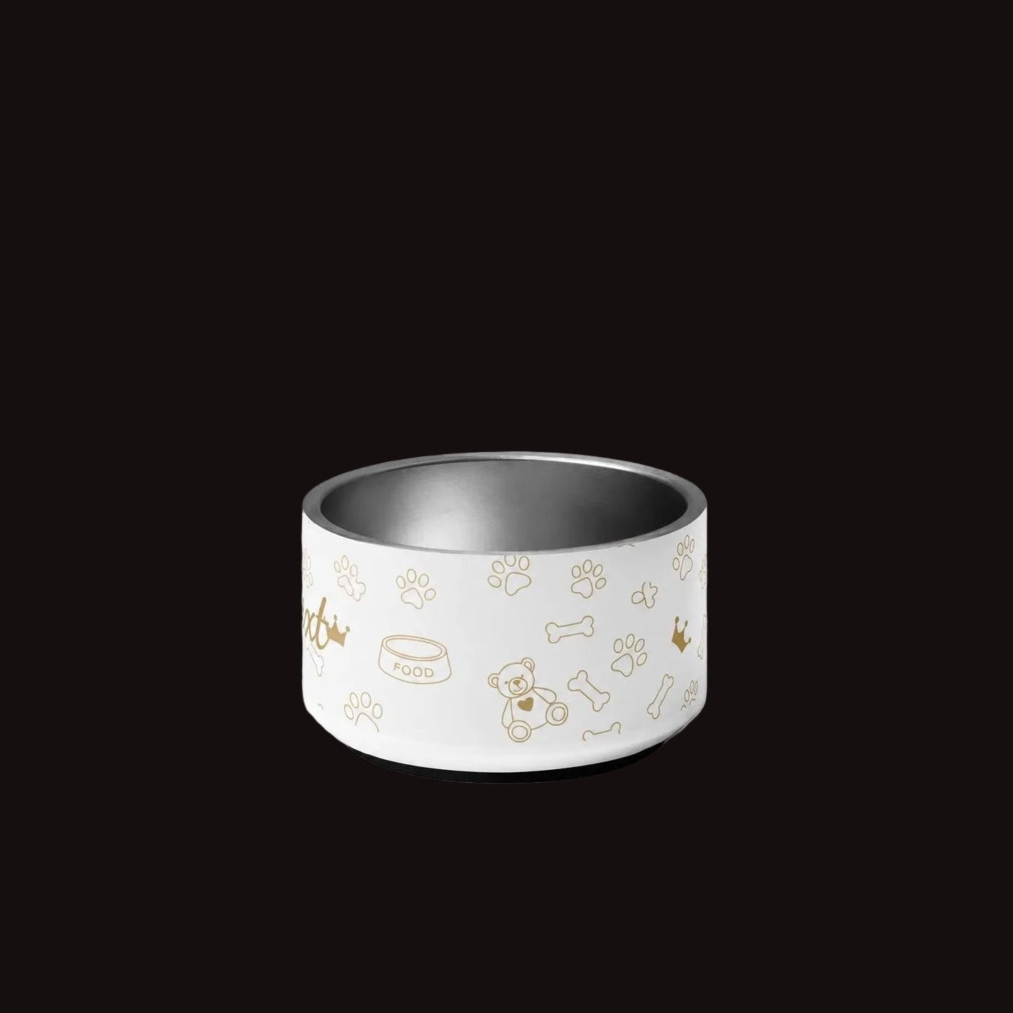 A ivory stainless steel personalized dog bowl crown, Teddy  bear, dog bone And other Stylish images. 