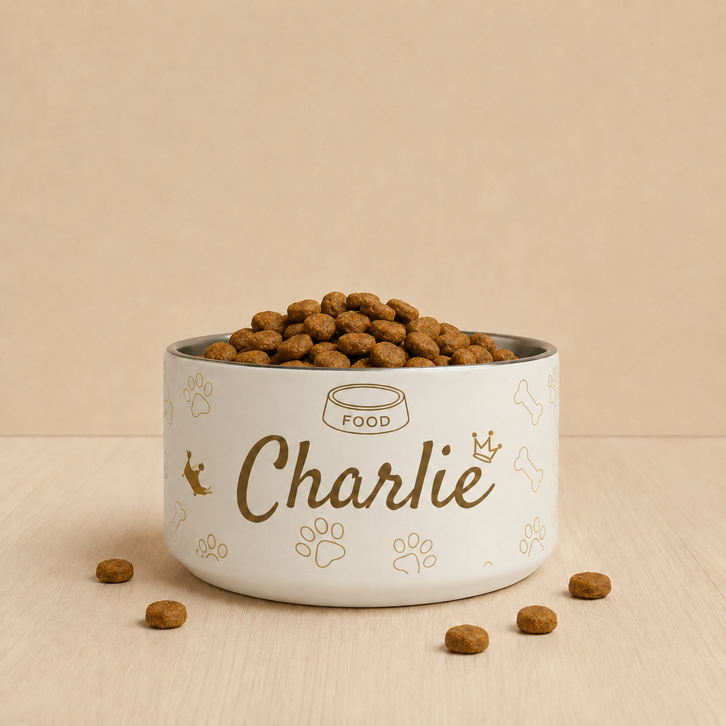 Personalized Luxury Dog Bowl
Stainless Steel, Antimicrobial, modern  Crown Pattern Set 18 oz.