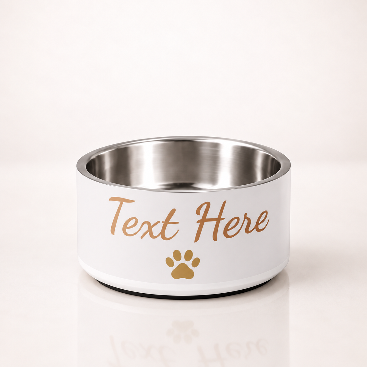 Personalized Luxury Dog Bowl Ivory Whisper and Gold,18 oz and 32 oz.