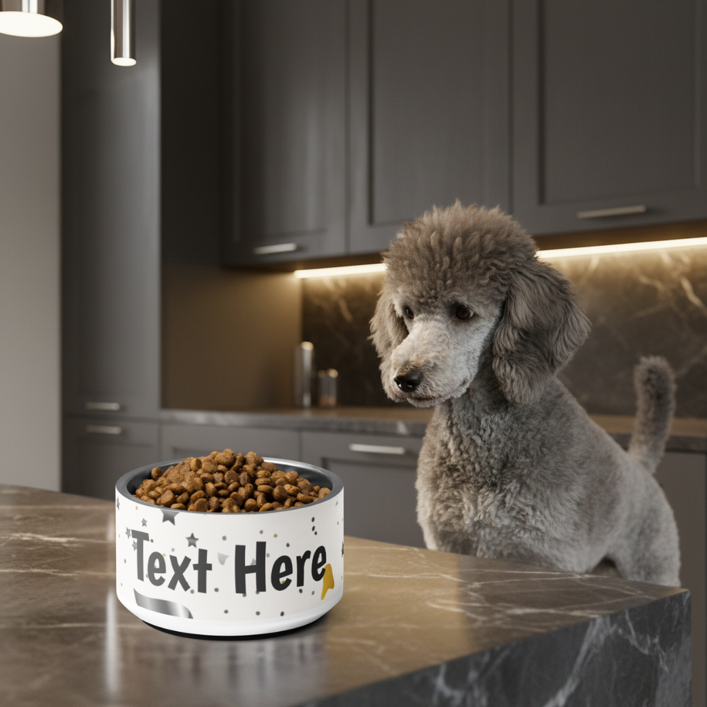 Personalized Dog Bowl Stainless Steel, Modern Pattern 18 oz.