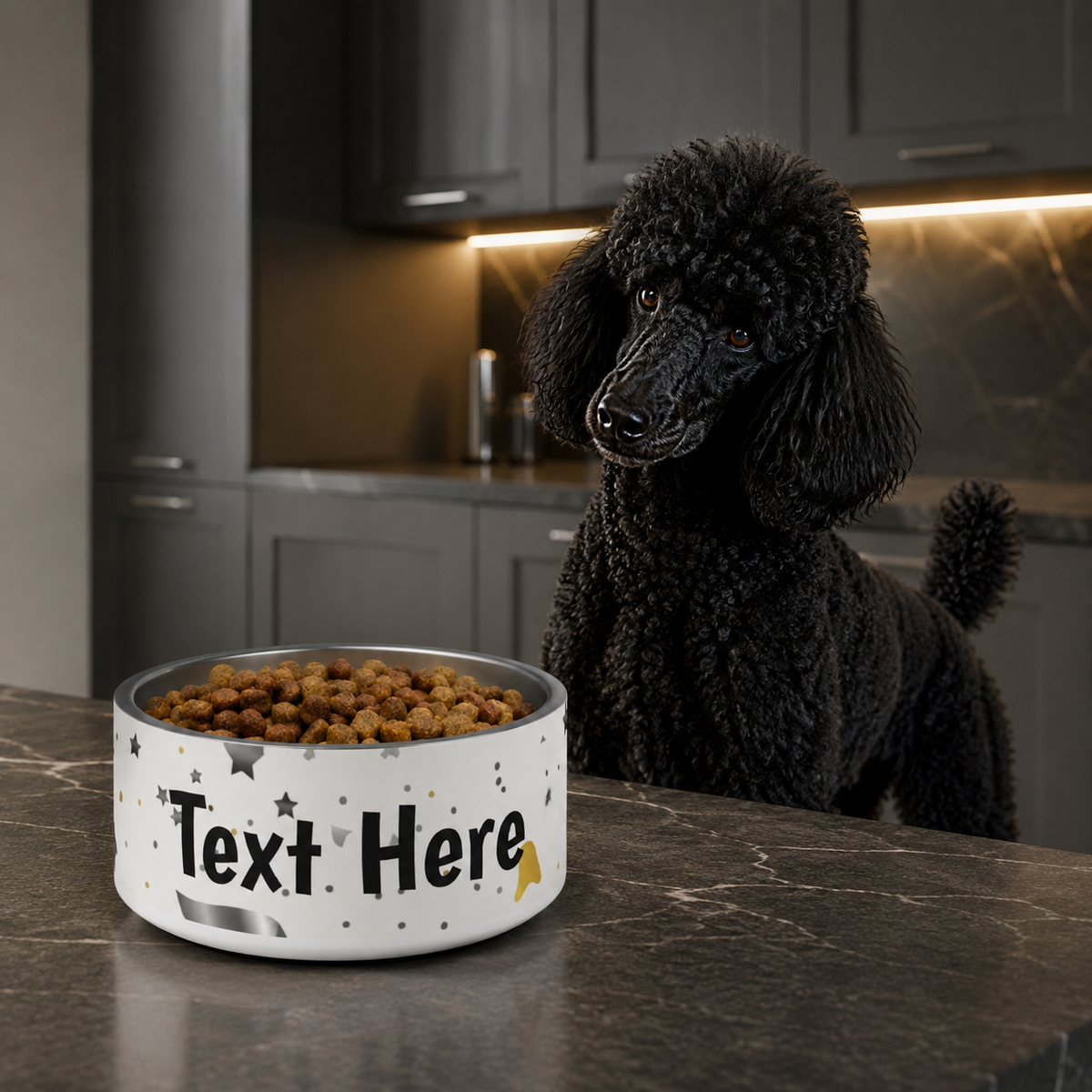 Personalized Stainless Steel Dog Bowl - Modern Abstract,18 and 32oz.