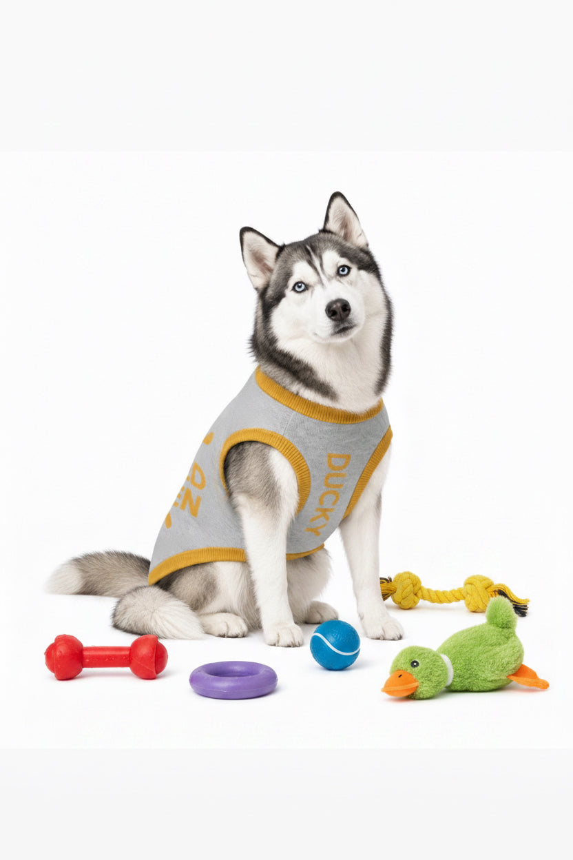 Personalized Dog sweater, Gray and Gold, Splashes with “SPOILED ROTTEN” 2xs - 2xl