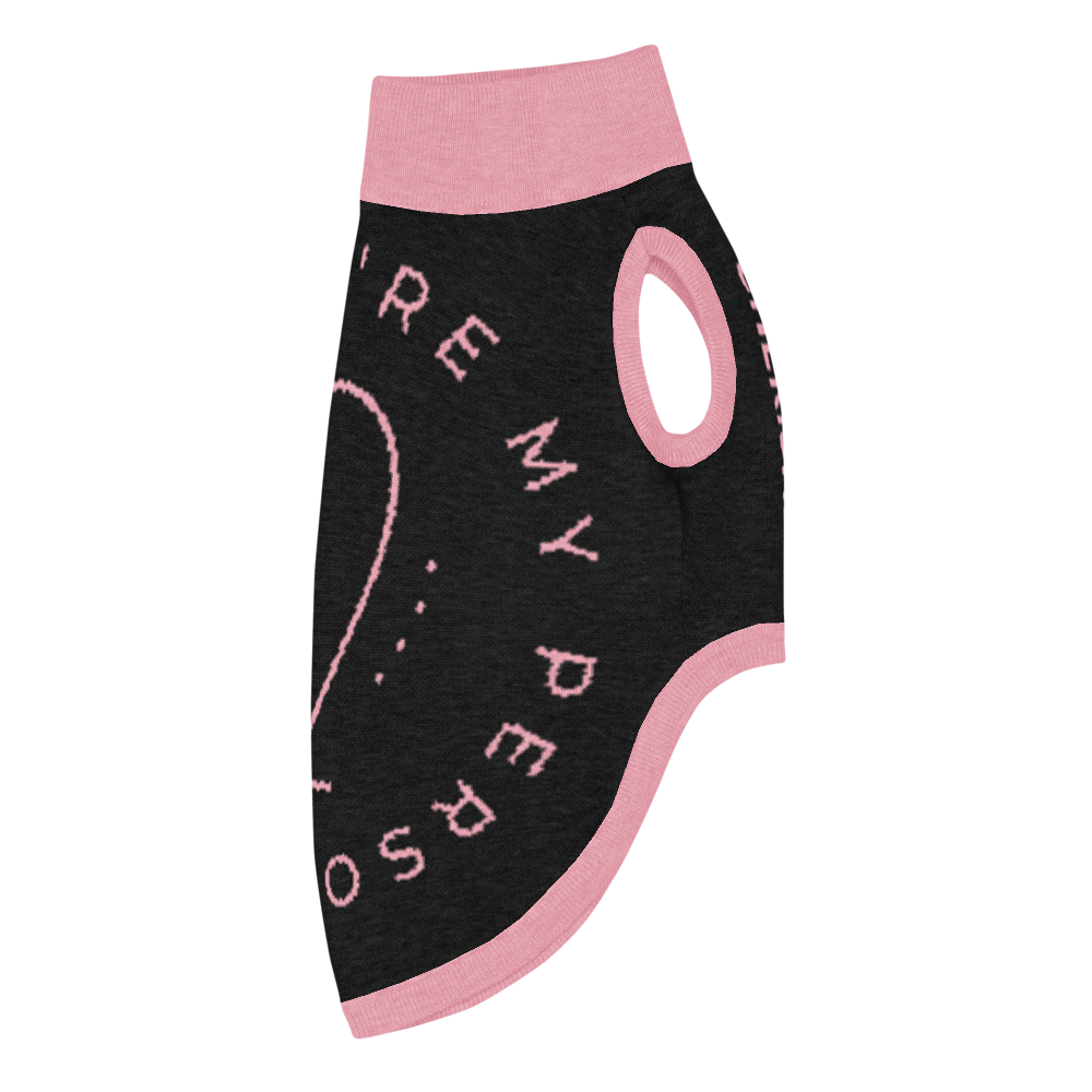 Personalized Dog Sweater, Pink and Black, "You are my Person" M