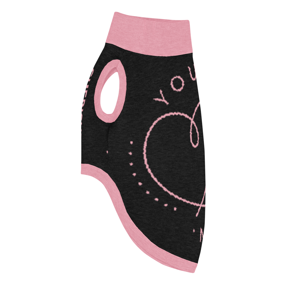 Personalized Dog Sweater, Pink and Black, "You are my Person" M