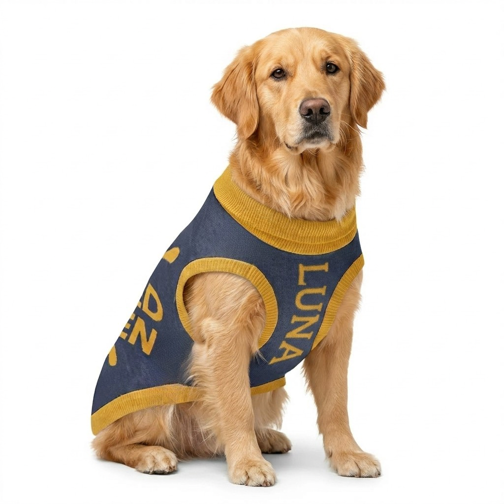Personalized Dog sweater, Blue and Gold, “SPOILED ROTTEN” 2xs - 2xl