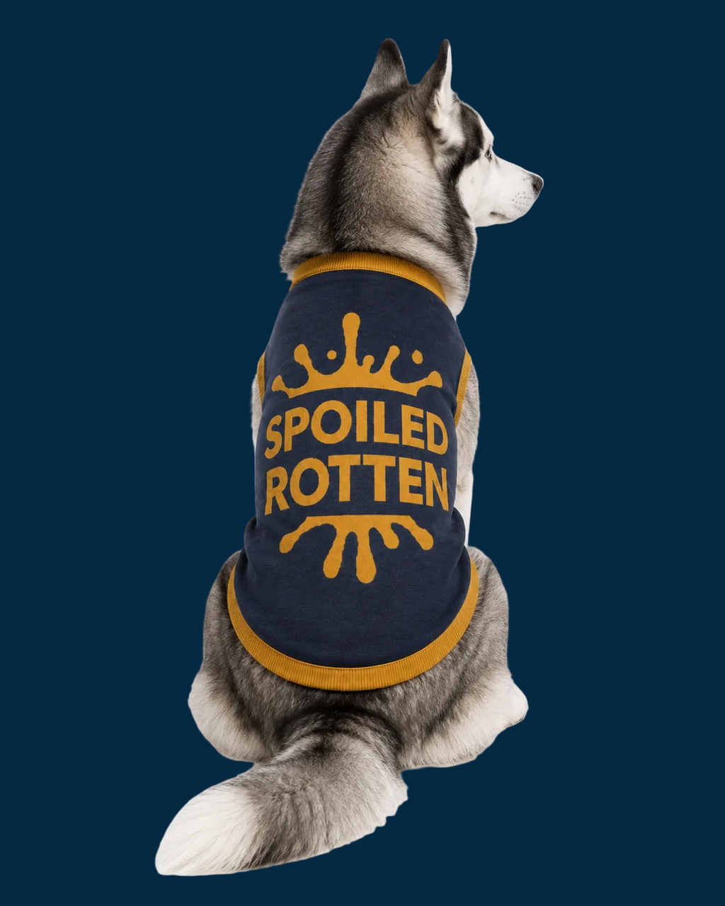 Personalized Dog sweater, Blue and Gold, “SPOILED ROTTEN” 2xs - 2xl