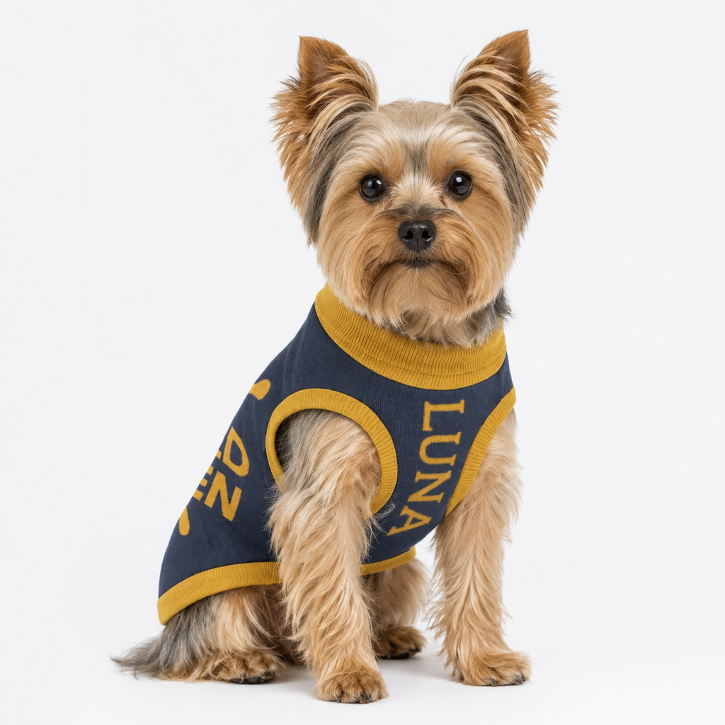 Personalized Dog sweater, Blue and Gold, “SPOILED ROTTEN” 2xs - 2xl