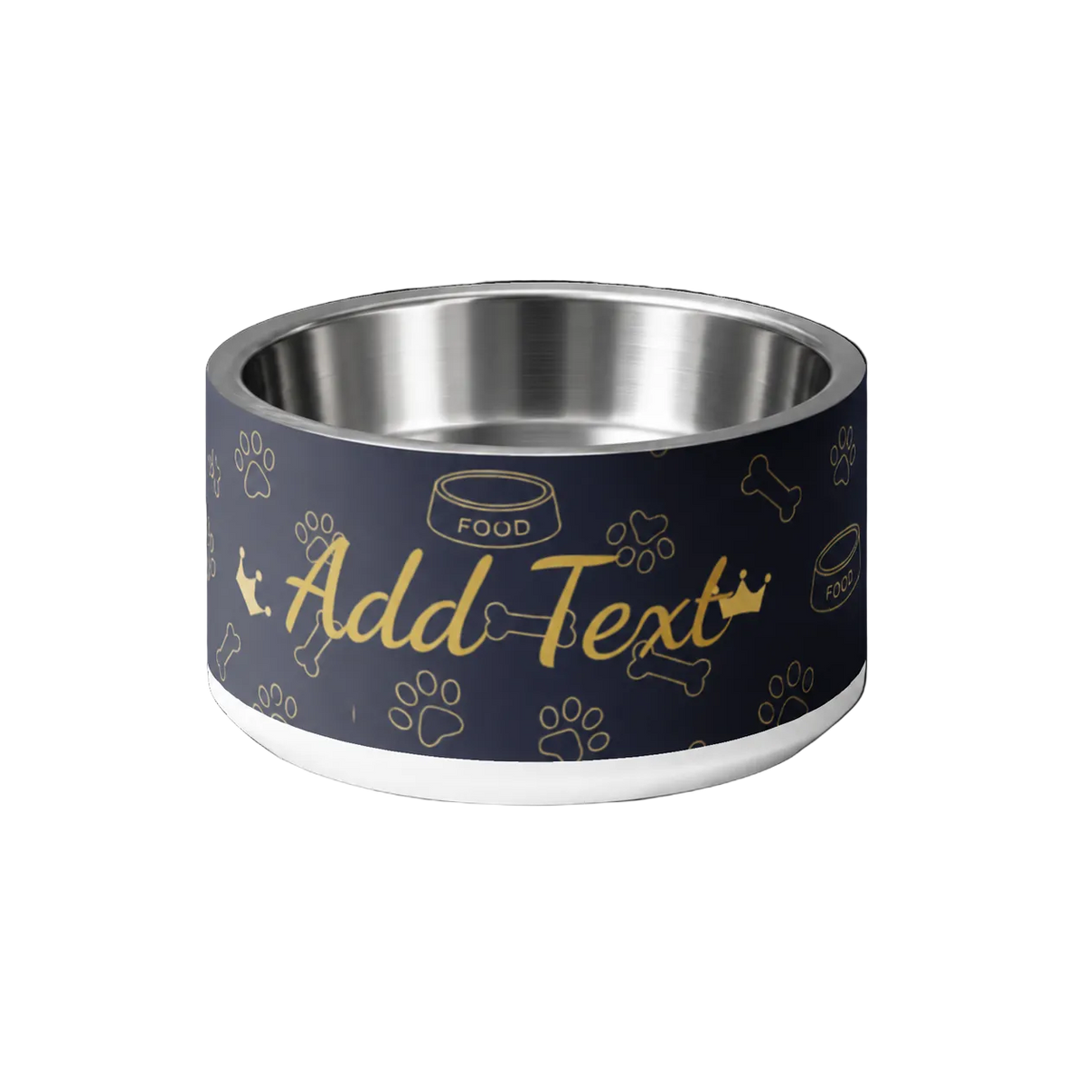Personalized Luxury Stainless Steel Dog Bowl Set - Navy Crown,18 oz