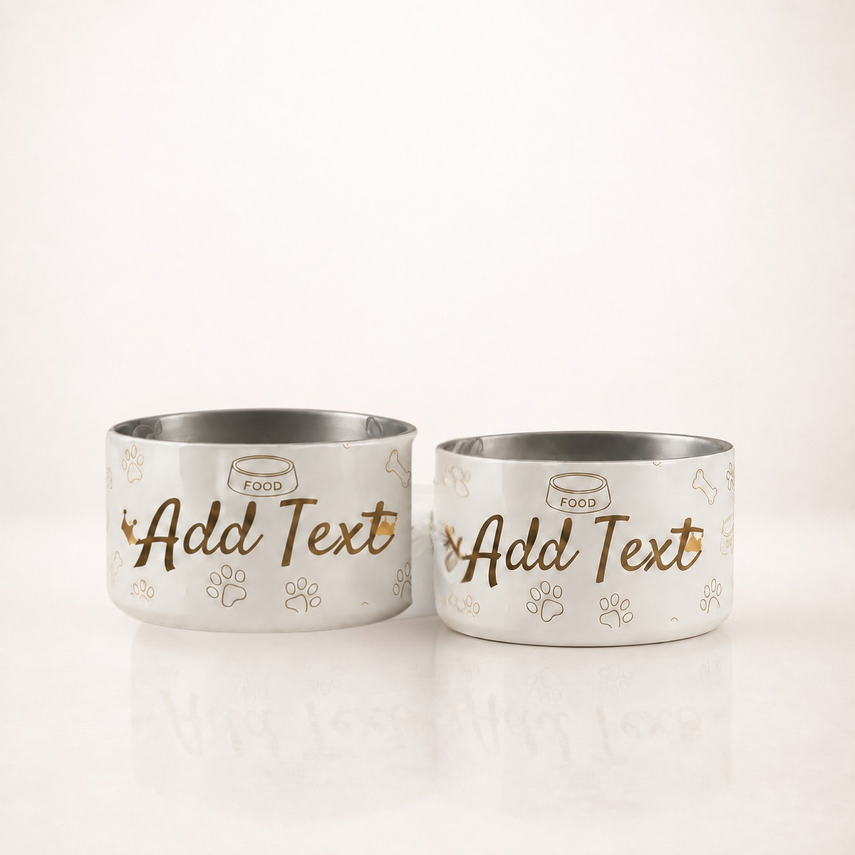 Personalized Luxury Stainless Steel Dog Bowl Set – Ivory Crown, 18 oz