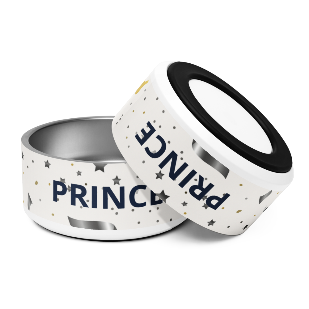 Luxury Stainless Steel Dog Bowl, Modern, “PRINCE”, 18 and 32 oz.