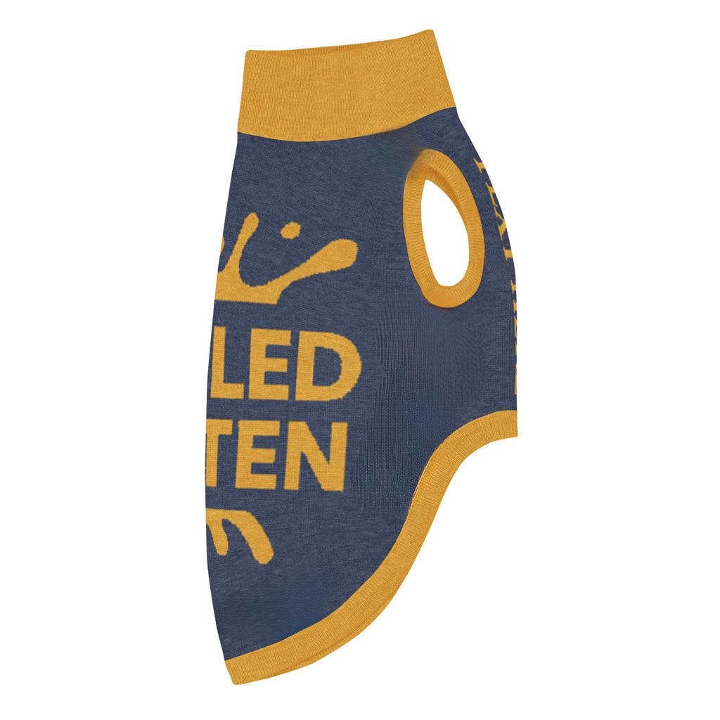 Personalized Dog sweater, Blue and Gold, Splashes with “SPOILED ROTTEN”, M, L, XL