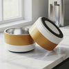 Video Close up of luxury dog bowl interior, exterior and rubber none-slip bottom