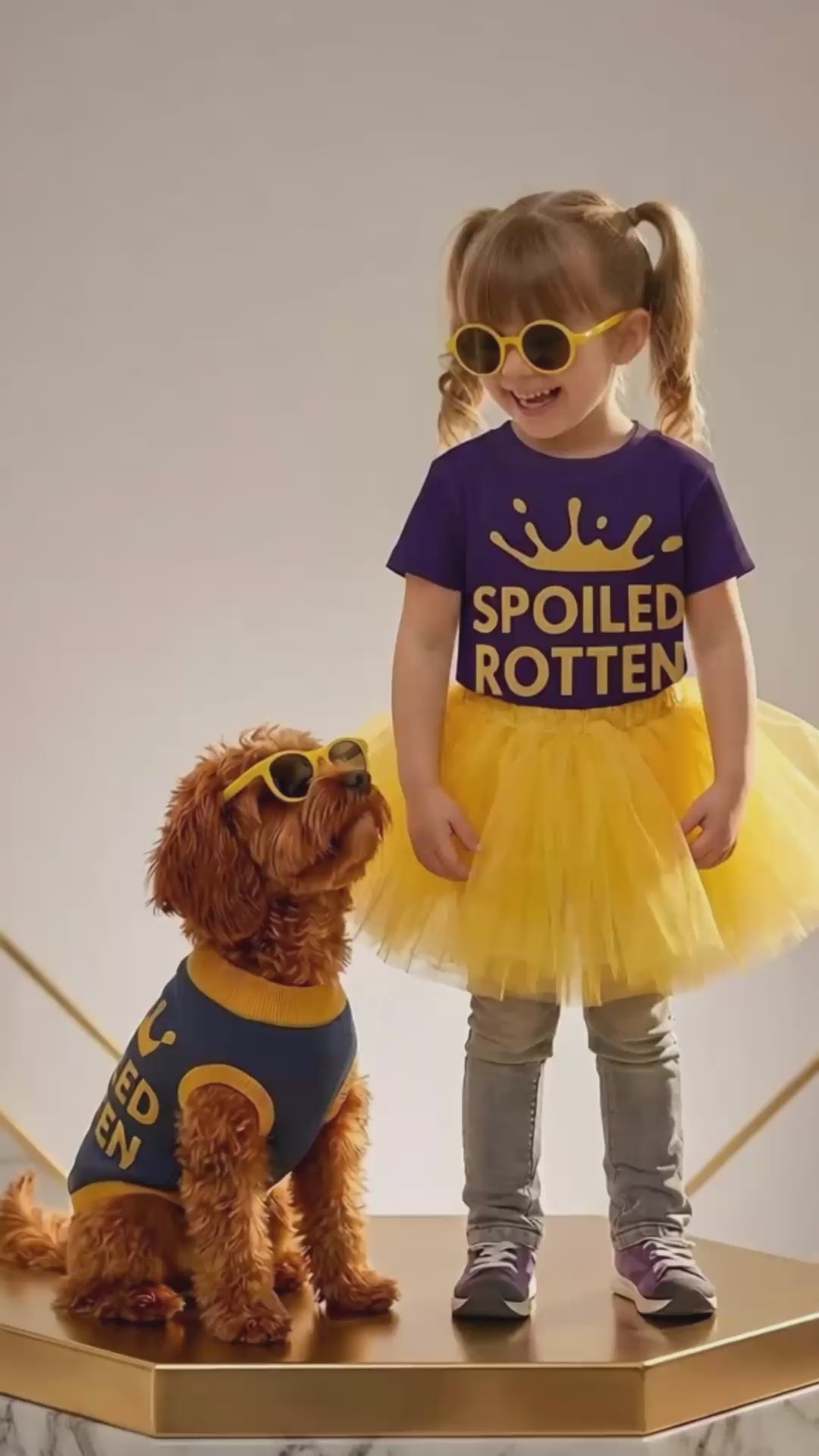 Spoiled Rotten Kids Tee - Gold Crown Graphic, Size 2T-7, Gray,matching set.
