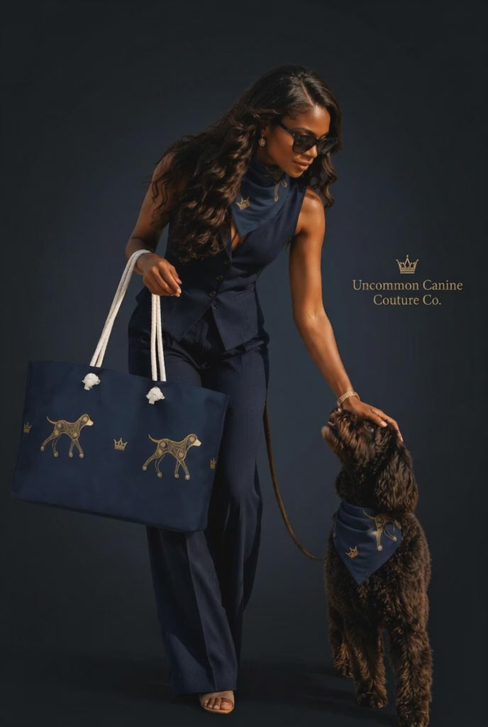 Uncommon Luxe Navy Dog illusion -Crown Extra Large Weekender Tote Bag