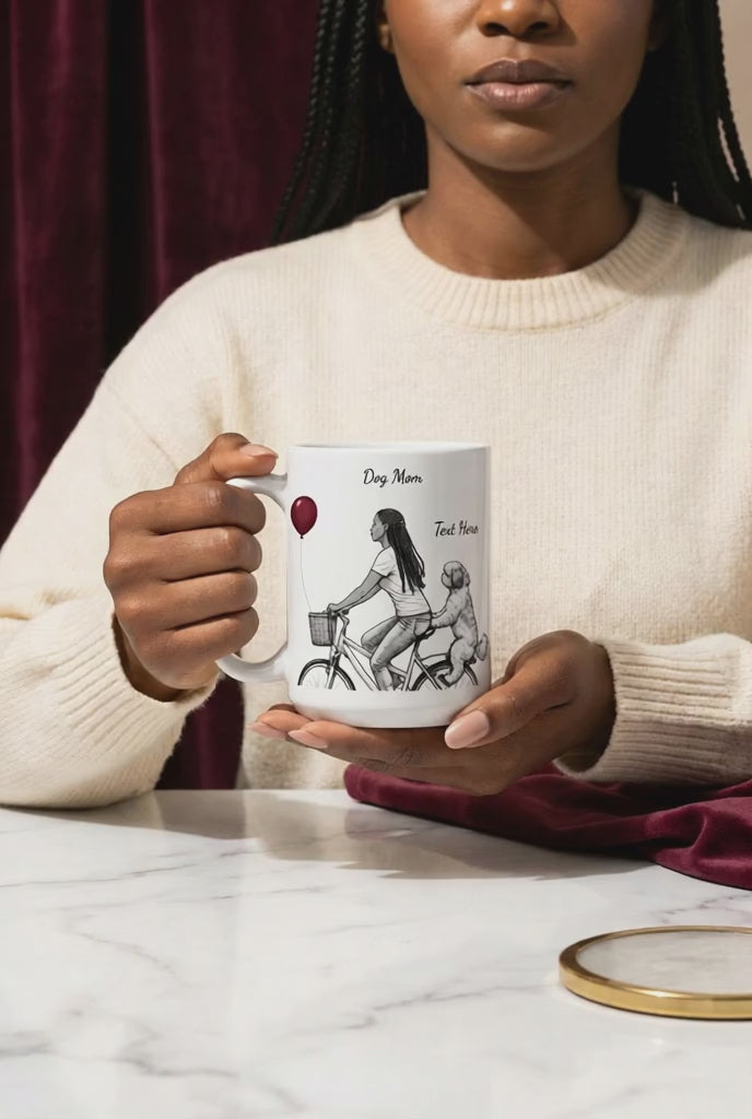 Personalized Dog Mom Bicycle Mug 15 oz.