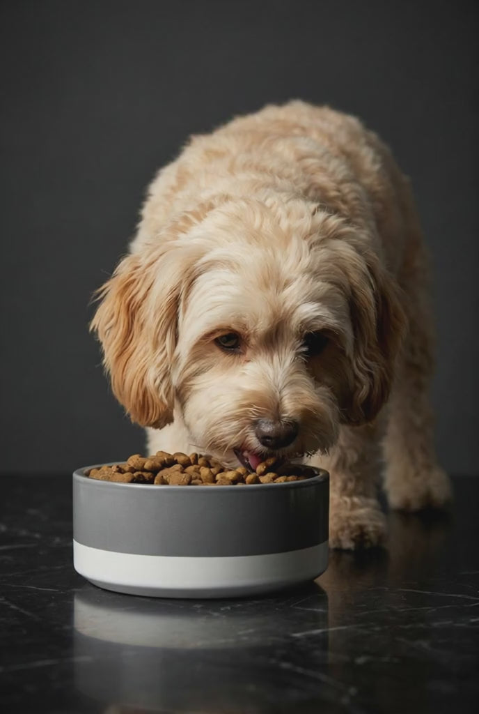 Classic Stainless Steel Dog Bowls - Soft Graphite / Ivory 18, 32 oz
