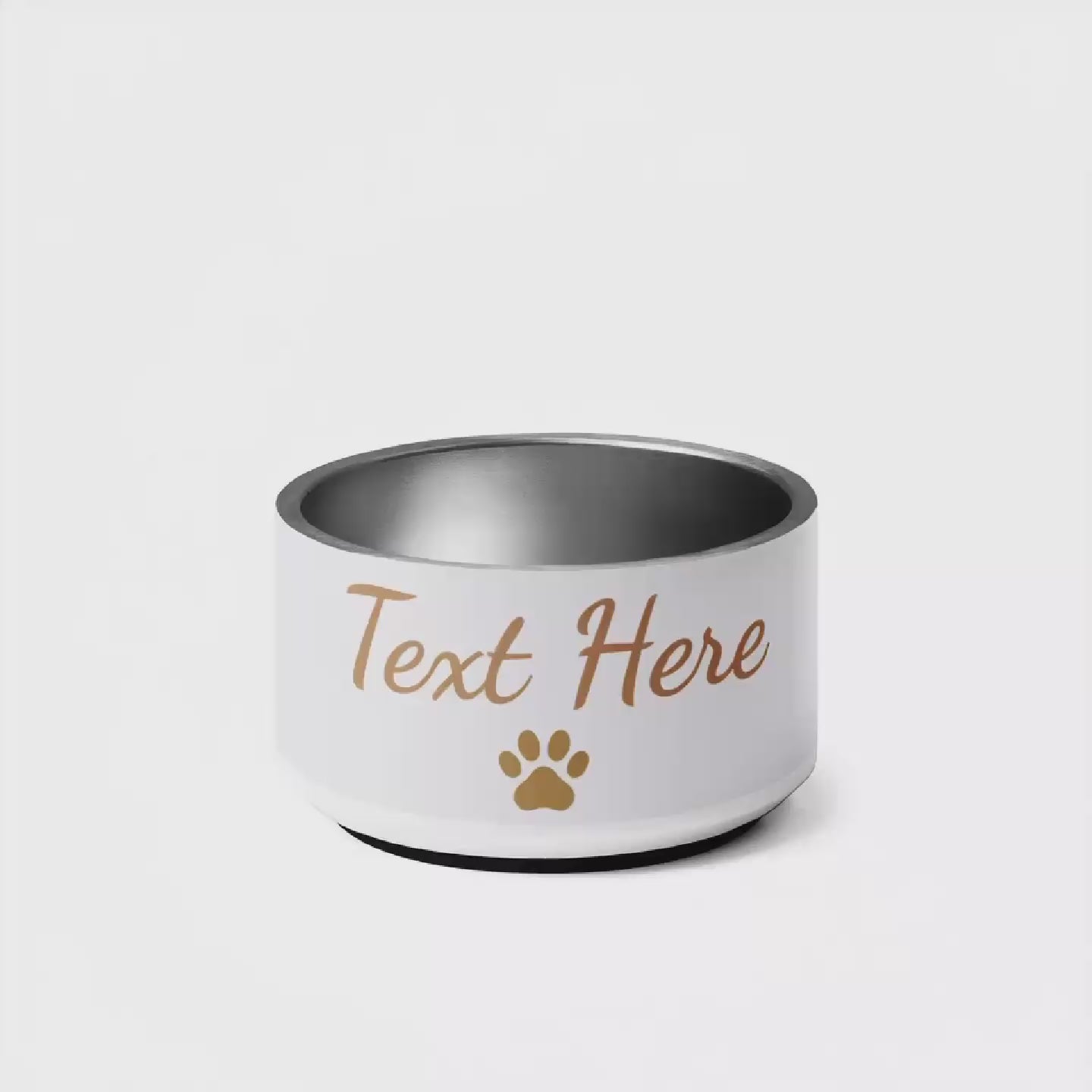 Personalized Luxury Dog Bowl Ivory Whisper & Gold and Paw, 18 oz.