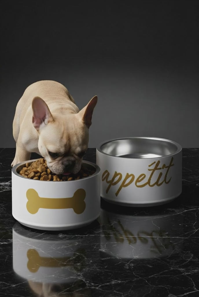 Bone Appetite Luxury Dog Bowl Stainless Steel Set 18 oz.