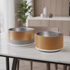 Classic Champagne Gold & Soft Granite stainless steel, 18 oz. dog bowl video placed in a gift box