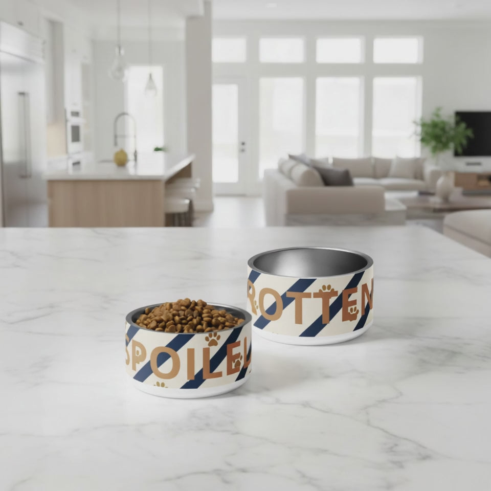 Luxury Stainless Steel Dog Bowl - Spoiled Rotten,18 oz