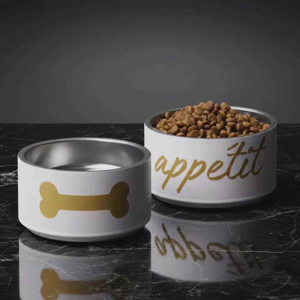 Bone Appetite luxury stainless steel dog bowl food and water bowl set 18 oz anti-slip base