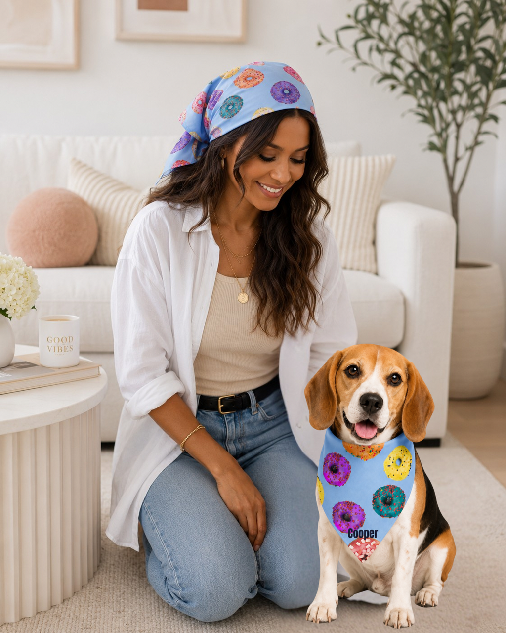 Personalized Donut Dog & Pup Parents Bandana | Baby Blue Bandana