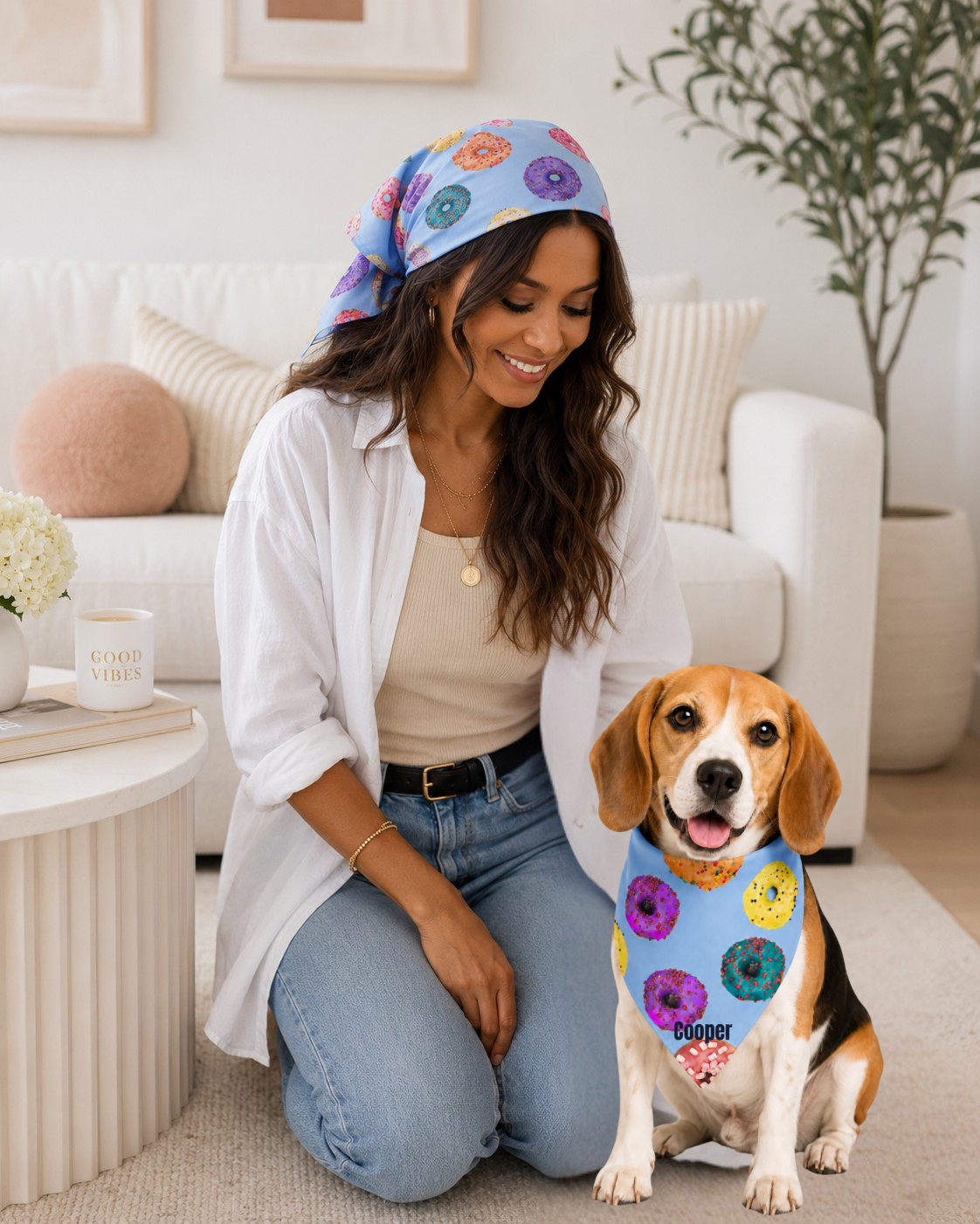 Personalized Donut Dog & Pup Parents Bandana | Baby Blue Bandana