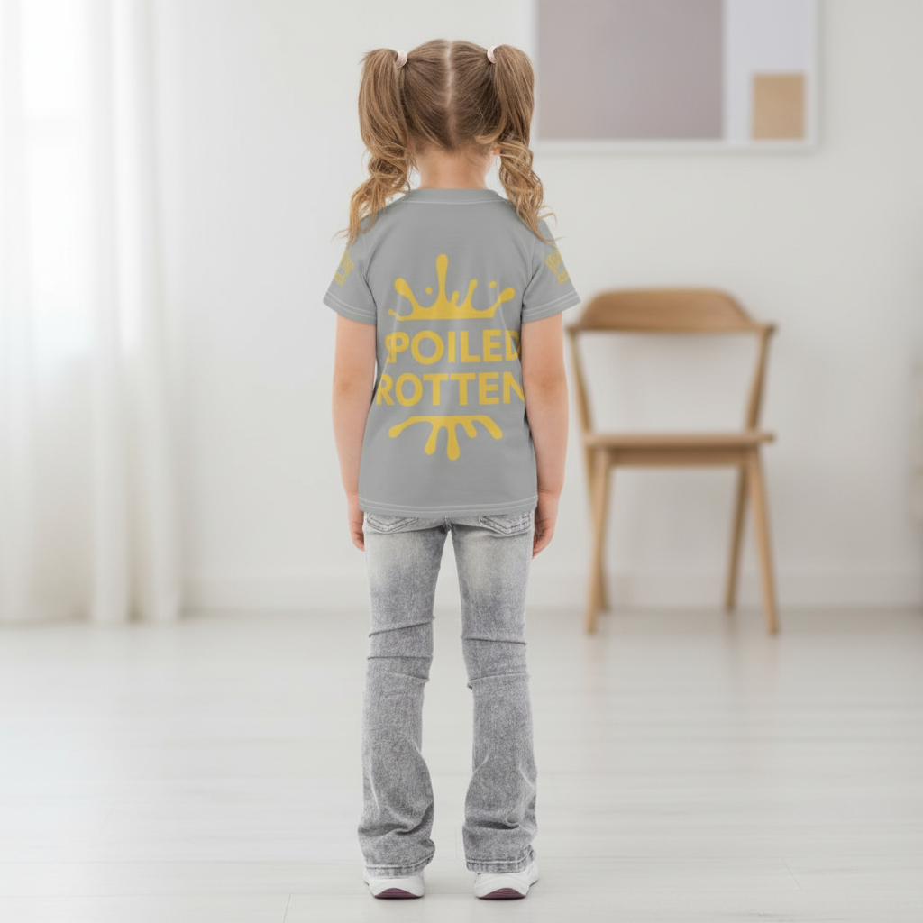 Spoiled Rotten Kids Tee - Gold Crown Graphic, Size 2T-7, Gray,matching set.