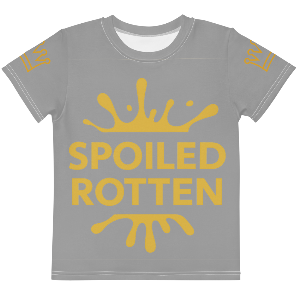 Spoiled Rotten Kids T-Shirt - Gray and Gold Splash Graphic, Size 2T-7, matching set.