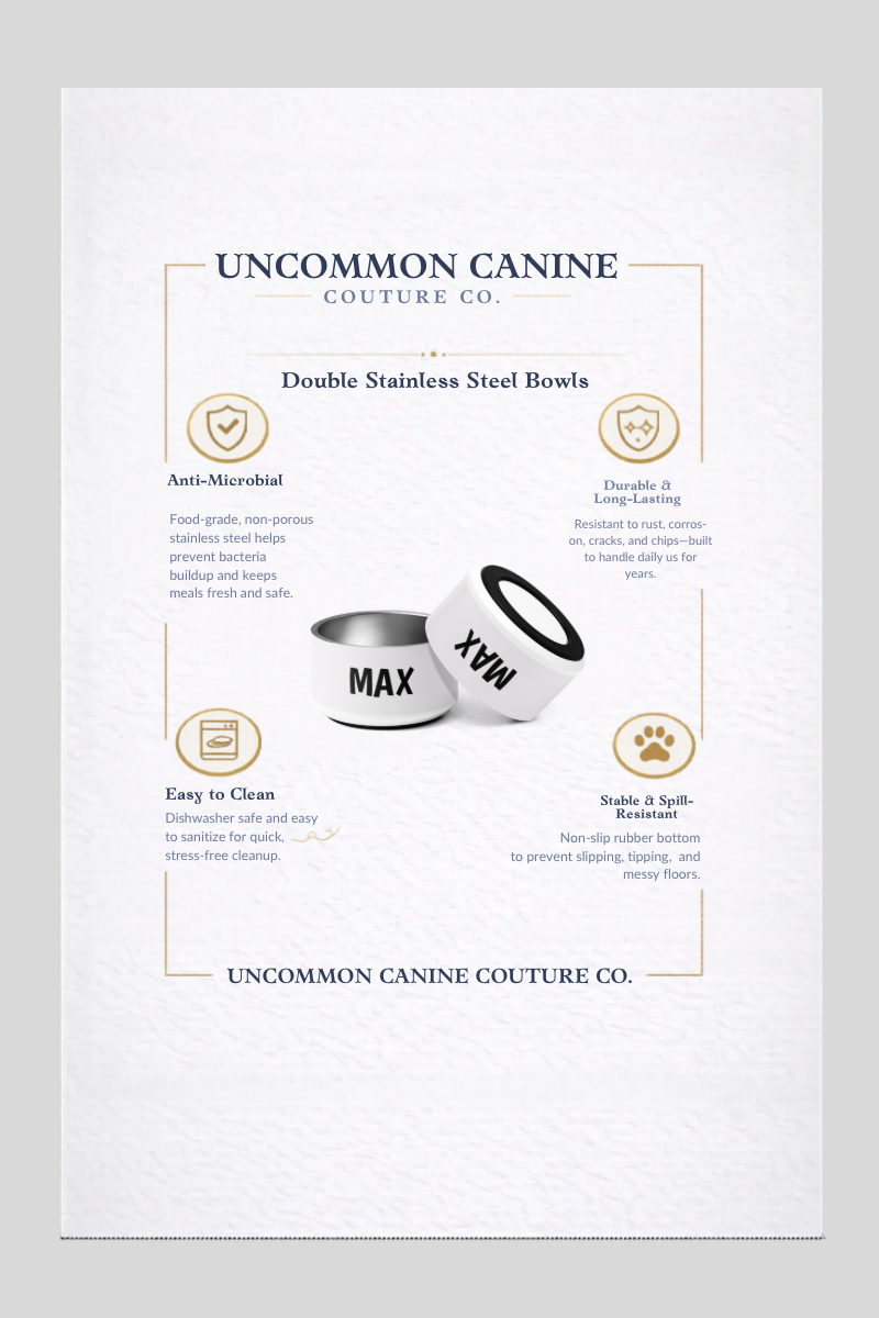 Uncommon Classic Luxe Personalized Stainless Steel Dog Bowl 18, 32 oz