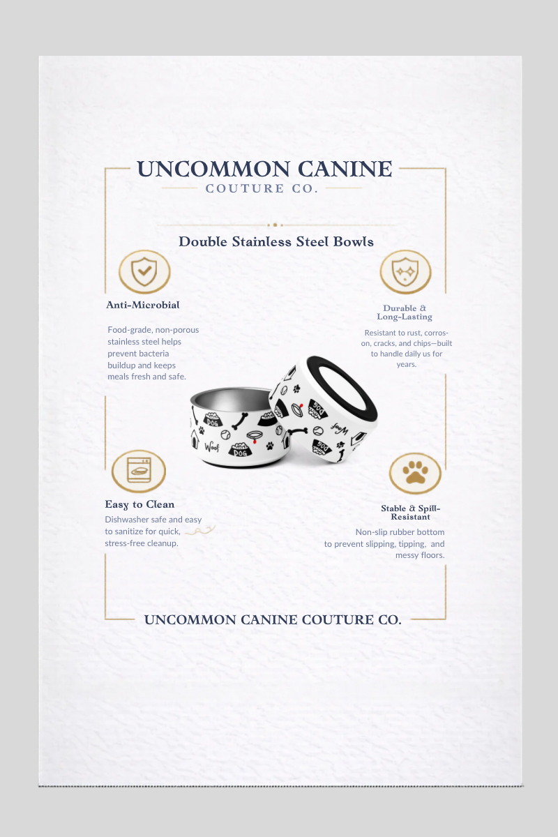 Uncommon Classic Luxe Icon Stainless Steel Dog Bowl 18 oz
