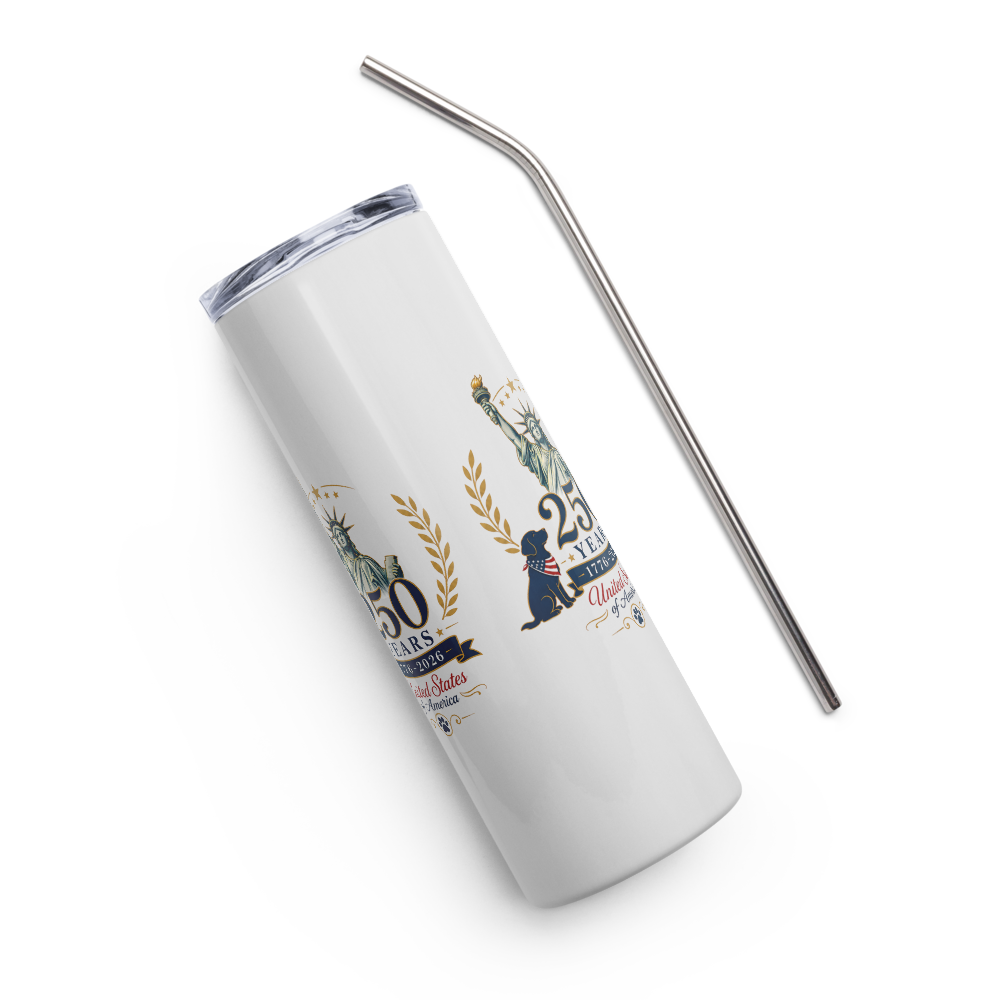 250 Years USA Stainless Steel Tumbler – White 20 oz – Statue of Liberty Design