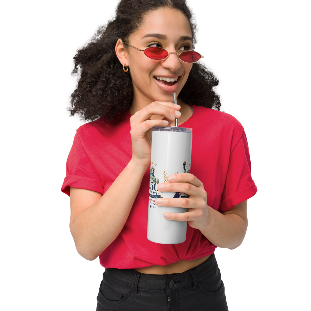 250 Years USA Stainless Steel Tumbler – White 20 oz – Statue of Liberty Design